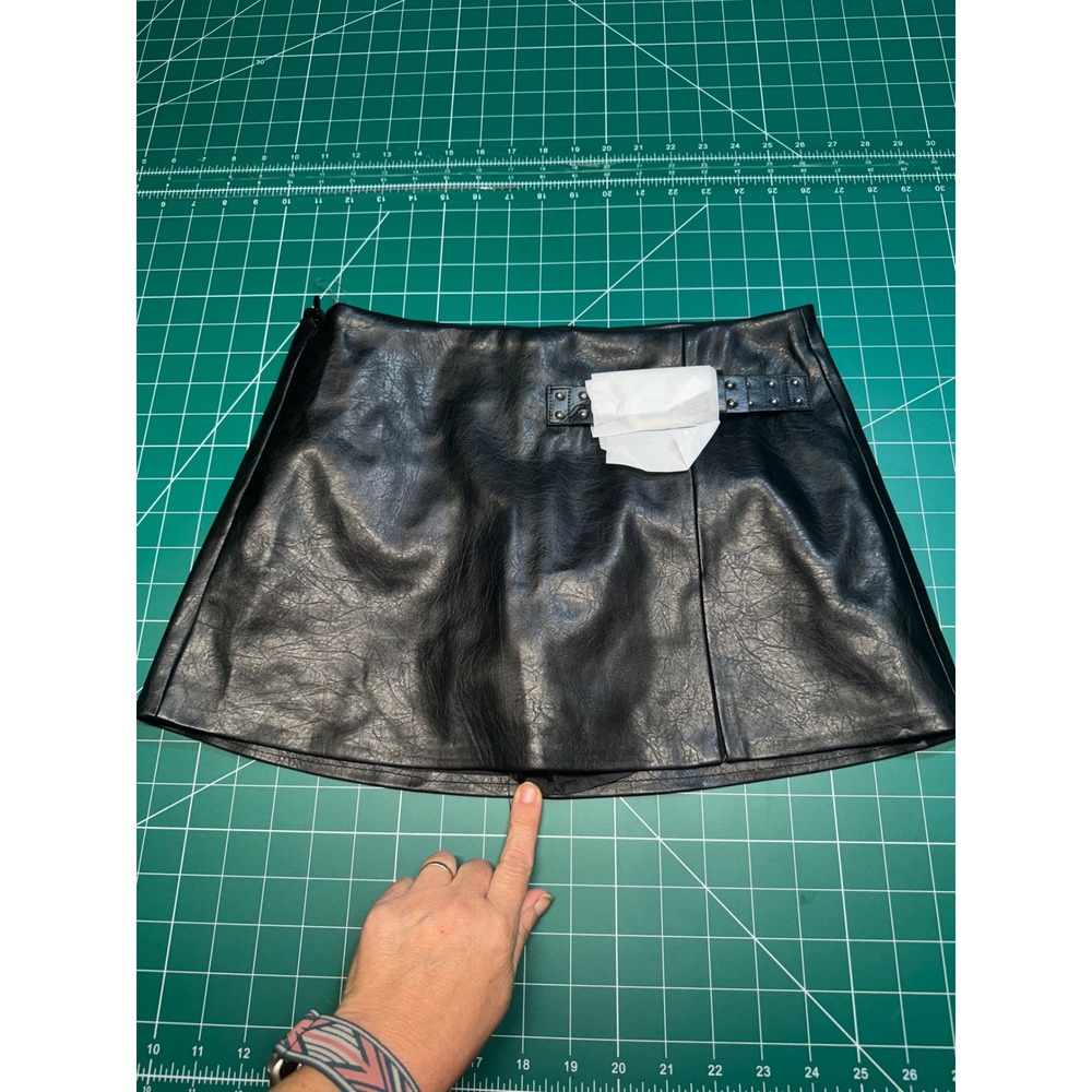 ANWND Los Angeles Black Faux Leather Studded Belt Mini Skirt Small NWT